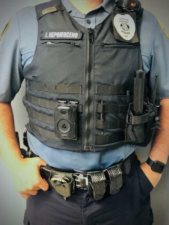 picture of the body worn camera on officer